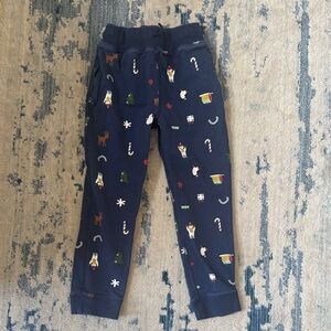 Hanna Anderson Navy Blue Kids' Joggers with Holiday Print